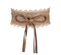MILAKOO Cinturón de encaje con cuero Obi para mujer, cinturón de encaje con lazo, cinturón ancho para vestido, Correa de borla caqui, 237cm/93.3 inches (M)