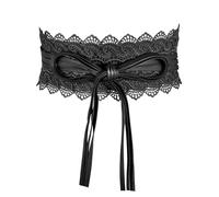 MILAKOO Cinturón de encaje con cuero Obi para mujer, cinturón de encaje con lazo, cinturón ancho para vestido, Correa de borla negra, 237cm/93.3 inches (M)