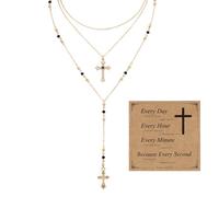 MILAKOO Collar católico de perlas de rosario multicapa para mujer y cadena colgante con caja de regalo, Metal, No es una piedra preciosa