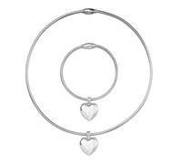 MILAKOO Collar con colgante de corazón para mujer, pulsera de cadena de hueso de serpiente, elegante juego de joyas románticas para San Valentín, Acero aleado, No es una piedra preciosa