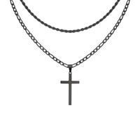 MILAKOO Collar de cruz en capas de acero inoxidable, regalos cristianos para mujeres y hombres, minimalismo, collar de cadenas Figaro Cuba, Zinc, No es una piedra preciosa