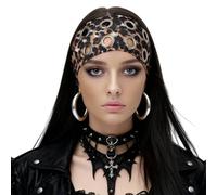 Milakoo Diadema con estampado de leopardo, diseño de ojales grandes, Y2K, vintage, a la moda, banda elástica