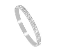 MILAKOO Pulsera de acero inoxidable ovalada de 4 mm con diamantes de imitación para mujer, 6 mm, Acero inoxidable, No es una piedra preciosa