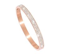 MILAKOO Pulsera de acero inoxidable ovalada de 4 mm con diamantes de imitación para mujer, 6 mm, No es una piedra preciosa, Oro rosa de 6 mm, JUS490BR0000102