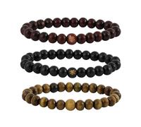 MILAKOO Pulsera de cuentas de madera estilo tibetano-budista para meditación, cadena de oración, pulsera elástica para hombres 6 / 8mm, 8.0 cm, Madera