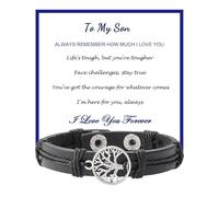 MILAKOO Pulsera de cuero con cierre para marido, hombre, hijo, pulsera multicapa con código morse, No es una piedra preciosa