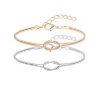 MILAKOO Pulsera de eslabones de cadena infinita con nudo de amor, regalos de relación, para mujeres y hombres, delicada pulsera apilable, Acero inoxidable, No es una piedra preciosa