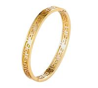 MILAKOO Pulsera ovalada de acero inoxidable con llave griega de 4/6/8 mm, regalo para mujeres y hombres, talla única, Acero inoxidable, No es una piedra preciosa