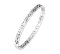 MILAKOO Pulsera ovalada de acero inoxidable con llave griega de 4/6/8 mm, regalo para mujeres y hombres, talla única, Acero inoxidable, No es una piedra preciosa