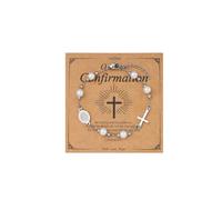 MILAKOO Rosario Católico, Pulsera Virgen María, regalos para madrina, pulseras religiosas con dijes cruzados para mujeres, Acero inoxidable, Sin piedras decorativas