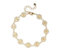 MILAKOO Rosario católico Virgen María, pulsera de regalo para madrina, cruz religiosa, pulseras de eslabones para mujer, Acero inoxidable, Sin piedra preciosa