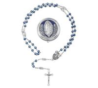 MILAKOO Rosario de perlas católicas collar para mujeres hombres y cadena colgante en Y con caja de regalo, Metal, No es una piedra preciosa