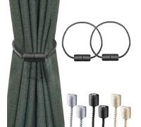 Milaloko 2 Paquetes de Tirantes de Cortinas Magnéticas Potentes con Tirantes Decorativos de Cuerda Retorcida Más Gruesos, Negros