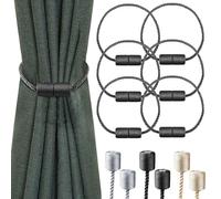 Milaloko 6 Paquetes de Tirantes de Cortinas Magnéticas Potentes con Tirantes Decorativos de Cuerda Retorcida Más Gruesos, Negros