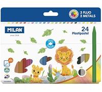 MILAN 022R24 - Caja 24 Plastipastel redondos (contiene 3 colores fluo y 2 metal)