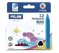 Milan 022XT12 Caja de 12 Plastipastel Maxi Triangulares, con 2 Colores Fluo
