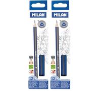 MILAN 071230412 - Caja con 12 lápices de Grafito Triangulares (Paquete de 2)