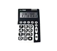 MILAN 150912KBL Calculadora, 12 Dígitos, Teclas Grandes, Color Negro Blanco, Pequeño