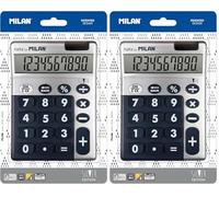 Milan 159906SLBBL - Calculadora, 10 dígitos, Color Plata y Azul (Paquete de 2)
