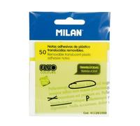 Milan 50 Notas Adhesivas de Plástico Translúcidas Removibles 7.6x7.6cm Amarillo Fluo