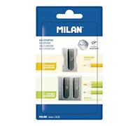 MILAN 64056 Sacapuntas Aluminio, 2 Unidades, Plateado