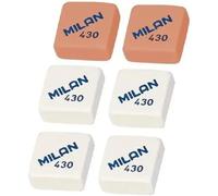Milan 6x Gomas de Borrar Migas de Pan 430 Cuadrada Muy Suave - Colores Variados - Goma Ideal para el Colegio, Vuelta al Cole, Material Escolar de Oficina, Hogar Escuela Primaria, Secundaria,