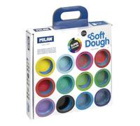 Maletín 16 botes 30 g pasta blanda Soft Dough MILAN® colores surtidos (incl. Neon y Glitter)