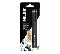 MILAN® Blíster 3 lápices de carboncillo MILAN Art + goma The Master Gum