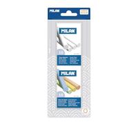 MILAN Blíster caja 10 tizas blancas + caja 10 tizas de colores (sulfato de calcio)