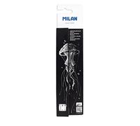 MILAN® Blister de cartón con 3 lápices blancos de dibujo mina gruesa, Ø 4 mm