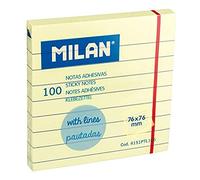 MILAN Bloc 100 notas adhesivas amarillo claro pautadas 76 x 76 mm NUEVO