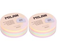 MILAN® Bloc 250 notas adhesivas removibles redondas, colores pastel Ø 67mm (Paquete de 2)