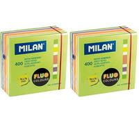 MILAN Bloc 400 notas adhesivas colores Fluo 76 x 76 mm (Paquete de 2)