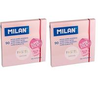 MILAN Bloc 90 hojas super adhesivas rosa Pastel 76 x 76 mm NUEVO (Paquete de 2)