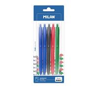 MILAN Bolígrafos P1 Touch, 1 Negro, 1 Rojo y 1 Verde, 5 Unidad (Paquete de 1), 5