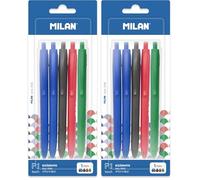 MILAN Bolígrafos P1 Touch, 1 Negro, 1 Rojo y 1 Verde, 5 Unidad (Paquete de 2), 5