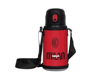 Milan Botella para niños Seven, rojo y negro, con porta botella de hombro, mantenimiento temperatura: caliente 12h/frío 24h