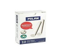 MILAN Caja 10 tizas de carbonato de calcio blancas redondas - antipolvo (244210)