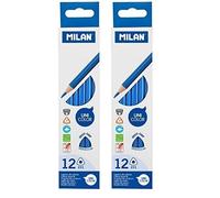 MILAN Caja 12 lápices triangulares de color cian, hexiaoyi (Paquete de 2)