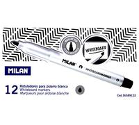 MILAN Caja 12 rotuladores para pizarra blanca punta redonda negro