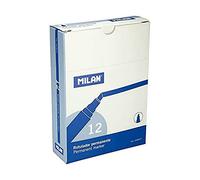 MILAN® Caja 12 rotuladores permanentes punta biselada azul