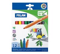 Milan Caja 12 Rotuladores Punta Cónica 5mm Colores Surtidos
