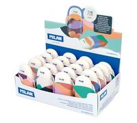 MILAN® Caja expositora 24 gomas ovaladas 1012 con funda serie The Fun, multicolor