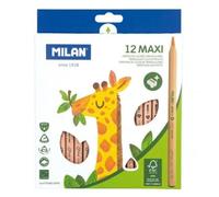 Milan Caja Lápices de Colores MAXI Triangulares, Madera Certificada FSC PERGAMINO