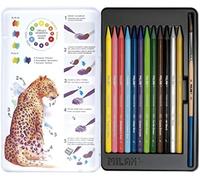 Milan caja metálica 12 lápices todo mina de color acuarelables todoc