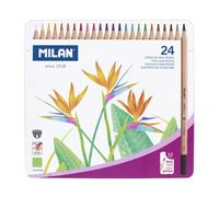 MILAN Caja Metálica 24 Lápices de colores Mgruesa Ø 3,5mm Hexagonales