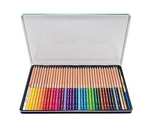 MILAN, Caja metálica 36 lápices de colores acuarelables mina gruesa diámetro 3,5 mm hexagonales pincel