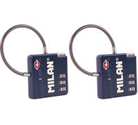 MILAN® Candado metálico TSA con cierre de combinación, colección 430 since 1918, azul (Paquete de 2)