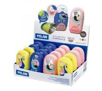 MILAN CAPSULE SHARPENER WITH ERASER PEACOCK EDITION