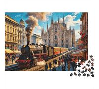 Milan Cathedral 1000 Piezas Puzzle Reciclado Paper Downtown Rail Puzzles para niños y niñas a Partir de 6 años Accesorios para el Tiempo de Juego Familiar excelente Idea de Regalo Home 38x26cm/10...